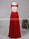 A-line Scoop Neck Chiffon Floor-length Beading Prom Dresses #Favs020105045