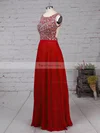 A-line Scoop Neck Chiffon Floor-length Beading Prom Dresses #Favs020105045
