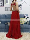 A-line Scoop Neck Chiffon Floor-length Beading Prom Dresses #Favs020105045