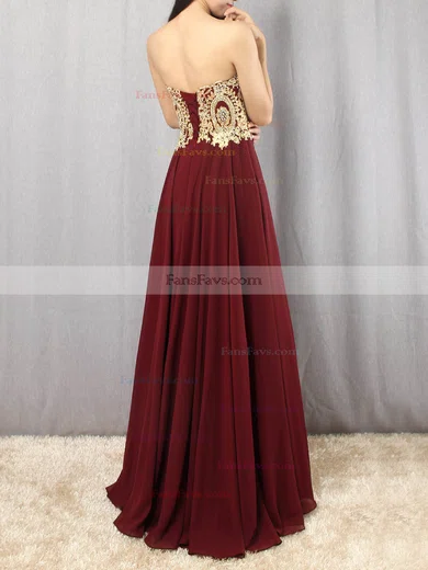 A-line Strapless Chiffon Floor-length Beading Prom Dresses #Favs020105046