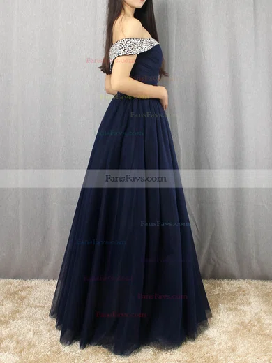 Princess Off-the-shoulder Tulle Floor-length Beading Prom Dresses #Favs020105051