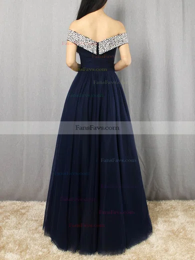 Princess Off-the-shoulder Tulle Floor-length Beading Prom Dresses #Favs020105051
