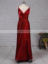 Sheath/Column V-neck Silk-like Satin Floor-length Ruffles Prom Dresses #Favs020105058