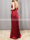 Sheath/Column V-neck Silk-like Satin Floor-length Ruffles Prom Dresses #Favs020105058
