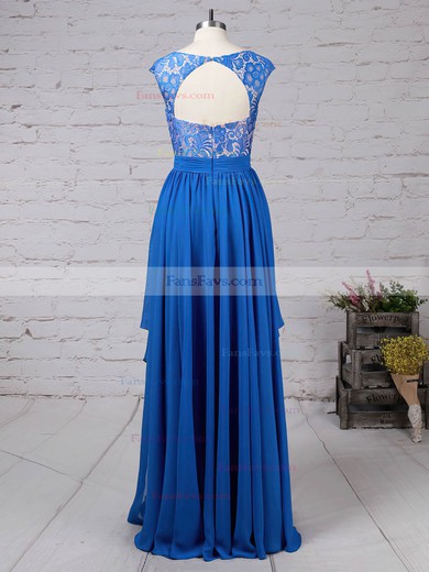 A-line V-neck Chiffon Floor-length Appliques Lace Prom Dresses #Favs020105064