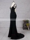 Sheath/Column V-neck Jersey Sweep Train Split Front Prom Dresses #Favs020105069