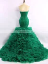 Trumpet/Mermaid Sweetheart Organza Court Train Cascading Ruffles Prom Dresses #Favs020101683