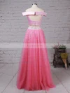 Princess Off-the-shoulder Tulle Floor-length Pearl Detailing Prom Dresses #Favs020105077