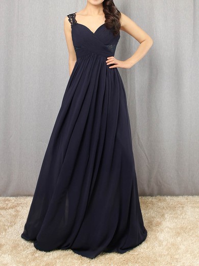 Empire V-neck Chiffon Floor-length Appliques Lace Prom Dresses #Favs020105081