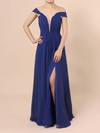 A-line Off-the-shoulder Chiffon Floor-length Ruffles Prom Dresses #Favs020105083