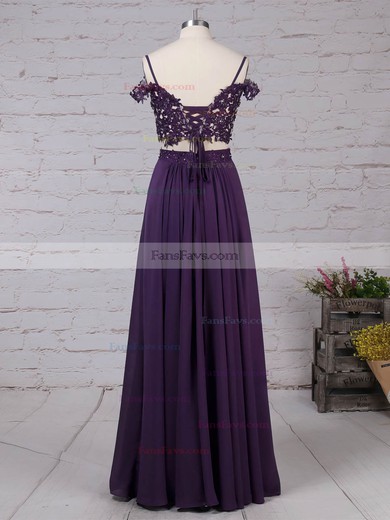 A-line V-neck Chiffon Floor-length Beading Prom Dresses #Favs020105087