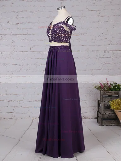 A-line V-neck Chiffon Floor-length Beading Prom Dresses #Favs020105087