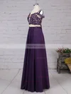 A-line V-neck Chiffon Floor-length Beading Prom Dresses #Favs020105087