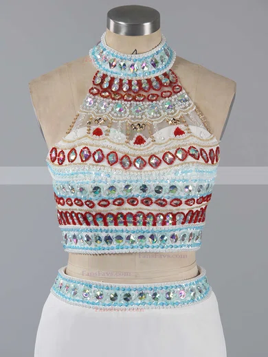 Sheath/Column Scoop Neck Jersey Sweep Train Beading Prom Dresses #Favs020101850