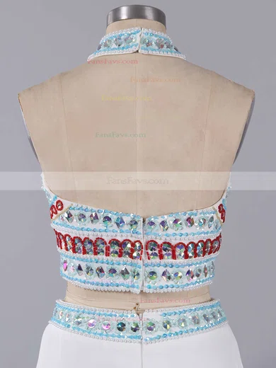 Sheath/Column Scoop Neck Jersey Sweep Train Beading Prom Dresses #Favs020101850