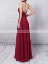 A-line Halter Chiffon Floor-length Appliques Lace Prom Dresses #Favs020105094