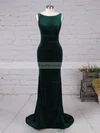Trumpet/Mermaid Scoop Neck Velvet Sweep Train Prom Dresses #Favs020105097