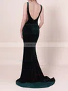 Trumpet/Mermaid Scoop Neck Velvet Sweep Train Prom Dresses #Favs020105097
