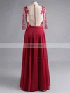 A-line Scoop Neck Chiffon Floor-length Appliques Lace Prom Dresses #Favs020101864