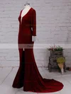 Trumpet/Mermaid V-neck Velvet Sweep Train Beading Prom Dresses #Favs020105108