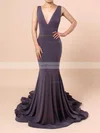 Trumpet/Mermaid V-neck Jersey Sweep Train Prom Dresses #Favs020105110