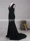 Trumpet/Mermaid V-neck Jersey Sweep Train Split Front Prom Dresses #Favs020105113