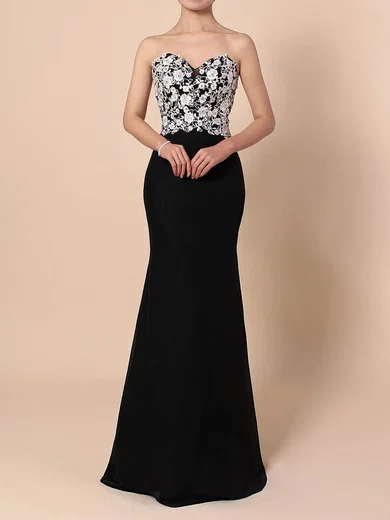 Sheath/Column Sweetheart Chiffon Floor-length Appliques Lace Prom Dresses #Favs020105120