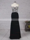 Sheath/Column Sweetheart Chiffon Floor-length Appliques Lace Prom Dresses #Favs020105120