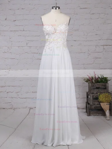 A-line Sweetheart Chiffon Ankle-length Appliques Lace Prom Dresses #Favs020105121