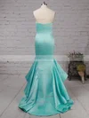 Trumpet/Mermaid Strapless Satin Sweep Train Prom Dresses #Favs020105127