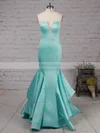 Trumpet/Mermaid Strapless Satin Sweep Train Prom Dresses #Favs020105127