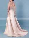 Ball Gown Scoop Neck Satin Sweep Train Beading Prom Dresses #Favs020105136