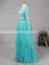 Princess Scoop Neck Tulle Sweep Train Beading Prom Dresses #Favs020105141
