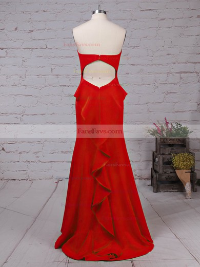 Trumpet/Mermaid Sweetheart Stretch Crepe Sweep Train Ruffles Prom Dresses #Favs020105826