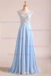 A-line Scoop Neck Chiffon Floor-length Appliques Lace Prom Dresses #Favs020101989