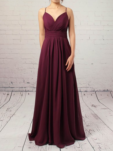 A-line V-neck Chiffon Floor-length Appliques Lace Prom Dresses #Favs020105832