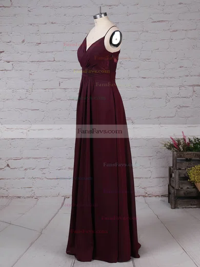 A-line V-neck Chiffon Floor-length Appliques Lace Prom Dresses #Favs020105832