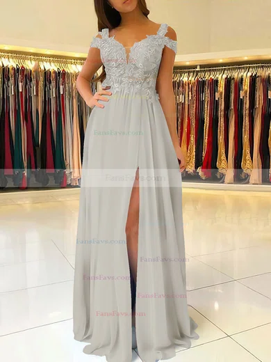 A-line V-neck Chiffon Floor-length Beading Prom Dresses #Favs020105842