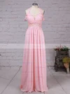 A-line V-neck Chiffon Floor-length Beading Prom Dresses #Favs020105842