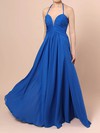 A-line Halter Chiffon Floor-length Ruffles Prom Dresses #Favs020105857