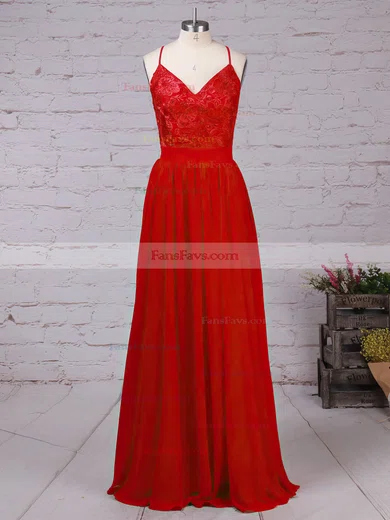 A-line V-neck Chiffon Floor-length Beading Prom Dresses #Favs020105860
