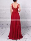 A-line V-neck Chiffon Floor-length Beading Prom Dresses #Favs020105861