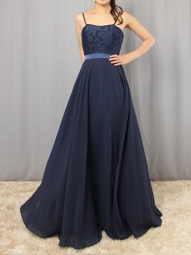 A-line Scoop Neck Chiffon Floor-length Appliques Lace Prom Dresses #Favs020105862