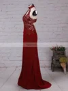 Sheath/Column High Neck Jersey Floor-length Beading Prom Dresses #Favs020105864