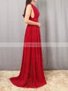 A-line V-neck Chiffon Floor-length Ruffles Prom Dresses #Favs020105865