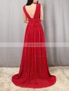 A-line V-neck Chiffon Floor-length Ruffles Prom Dresses #Favs020105865