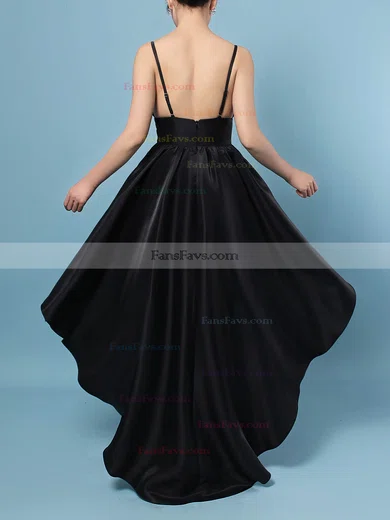 A-line V-neck Satin Asymmetrical Prom Dresses #Favs020105866