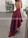 A-line V-neck Satin Asymmetrical Prom Dresses #Favs020105866