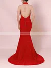 Trumpet/Mermaid Halter Stretch Crepe Sweep Train Prom Dresses #Favs020105867