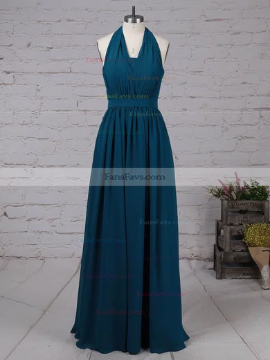 A-line Halter Chiffon Floor-length Sashes / Ribbons Prom Dresses #Favs020105870